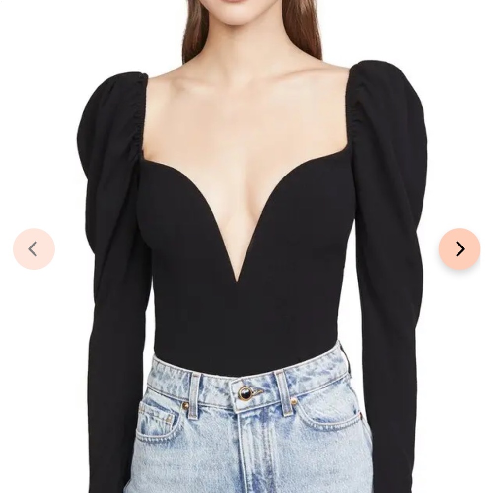 Reformation Black Puff Sleeve Blouse